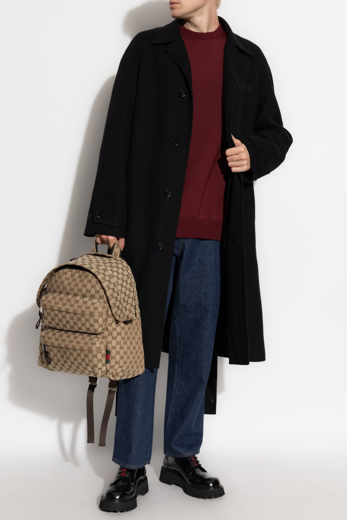 Gucci オフホワイト　レザー GUCCI グッチ 655025 × ドラえもん レザー ダッド スニーカー